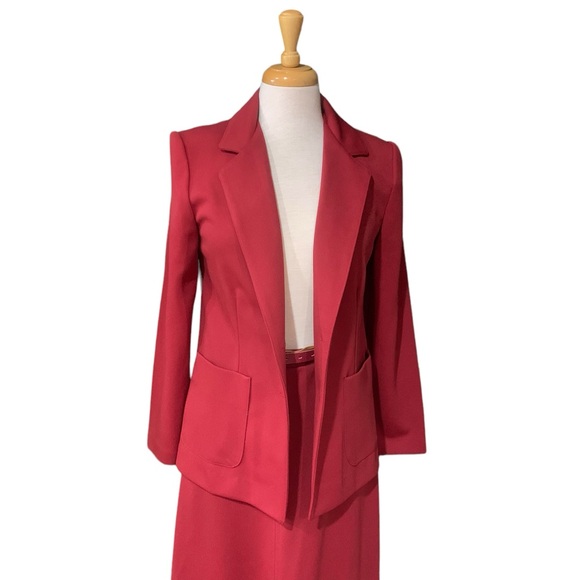 NWT Devon dark red vintage blazer and skirt set with matching belt size 8/10 - Picture 3 of 15